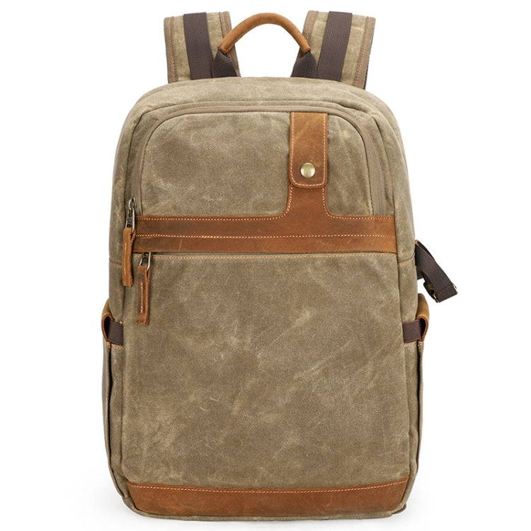 Khaki Waterproof Batik Canvas Camera Backpack for Outdoor SLR Digital Camera