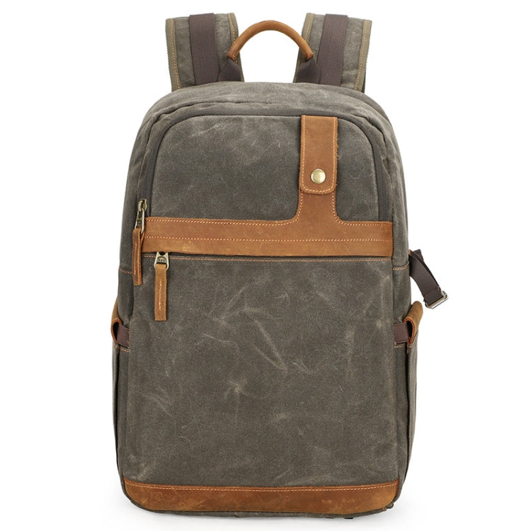 Waterproof Batik Canvas Camera Backpack - Green