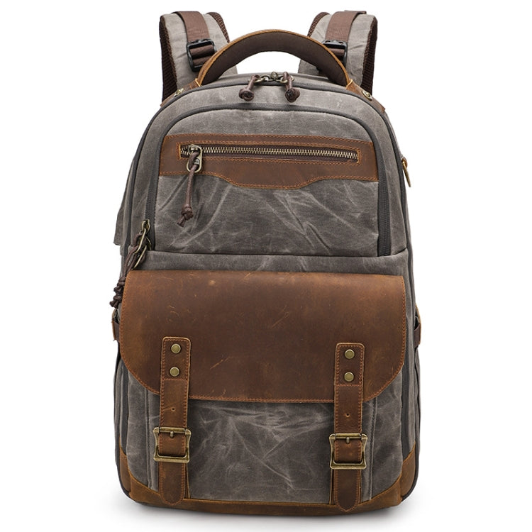 Retro Canvas and Leather DSLR Camera Bag - Grey