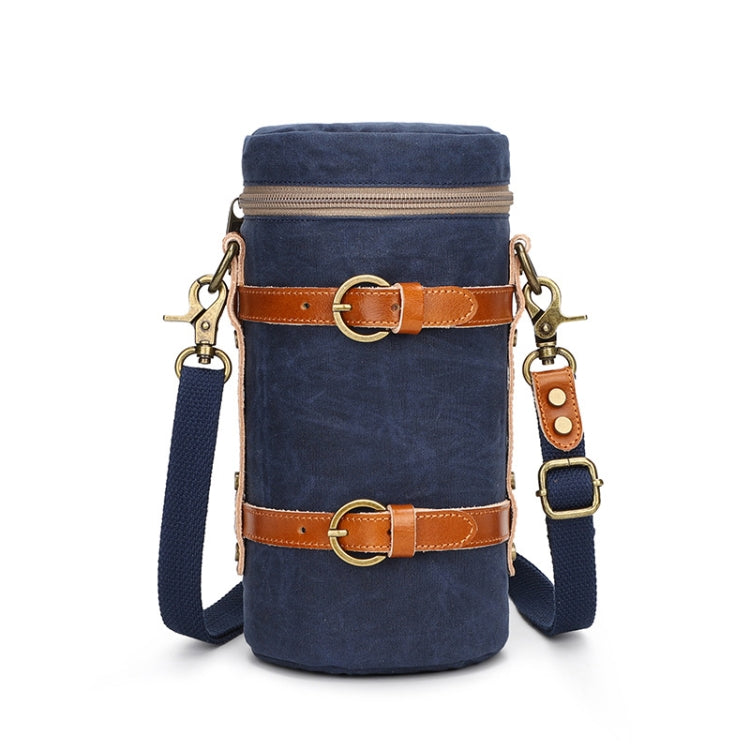 Waterproof Canvas SLR Camera Storage Bag with Shock-Resistant Liner - Blue