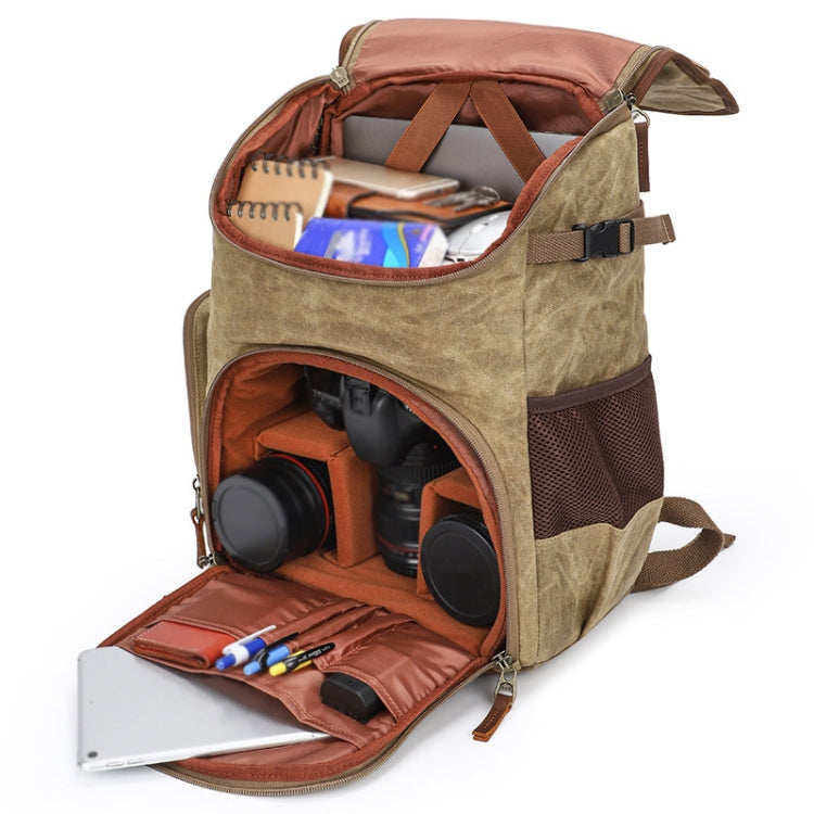 Leisure Camera Storage Backpack with Waterproof Retro Canvas and Shock-Resistant Design