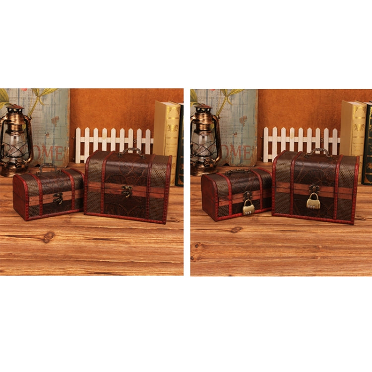 Retro Wooden Jewelry Storage Box Set With Lock - 2 PCS