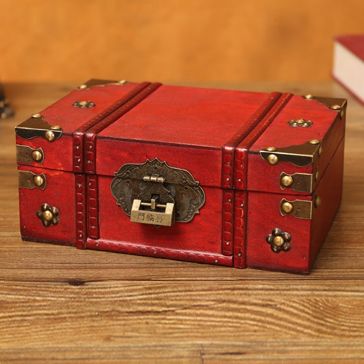 Vintage Cosmetic Storage Box with Lock - Antique Distressed Wood Makeup Organizer