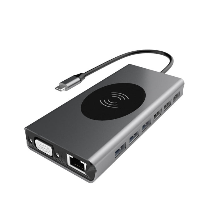 15-in-1 Type-C Docking Station with Wireless Charging and Multi-Interface Expansion