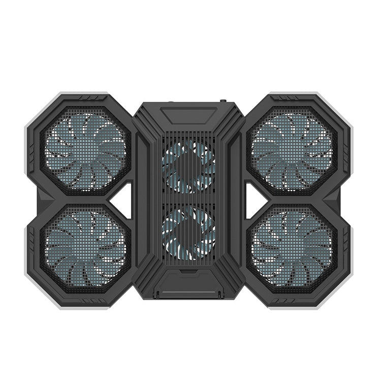 F12 6 Fans USB Semiconductor Computer Radiator Notebook Stand with Phone Holder - Blue Light
