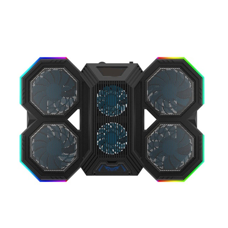 Adjustable Laptop Stand with 6 Fans and Phone Holder, Blue Light + RGB Light