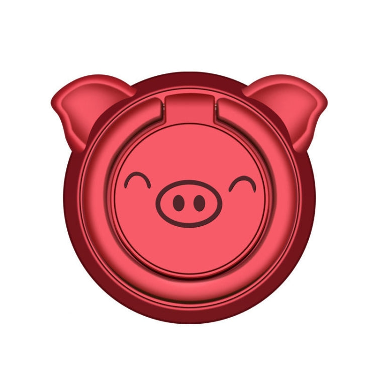 Red Piggy Ring Phone Holder with Integrated Card Slot
