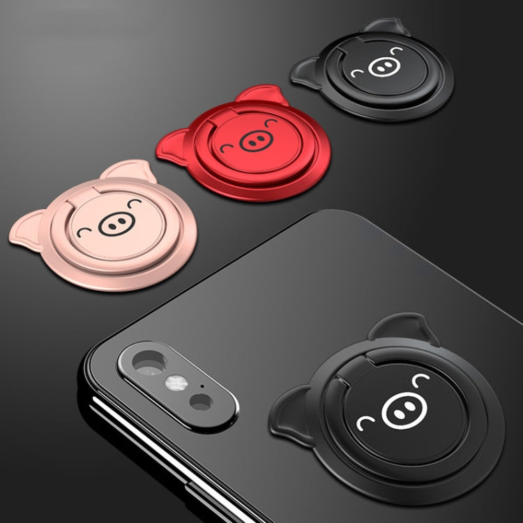 Red Piggy Ring Phone Holder with Integrated Card Slot