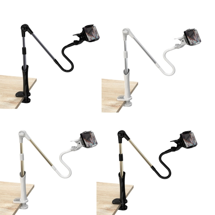 Adjustable Two-Section Arm Mobile Phone Stand for Bedside or Desktop(Black + Gold)