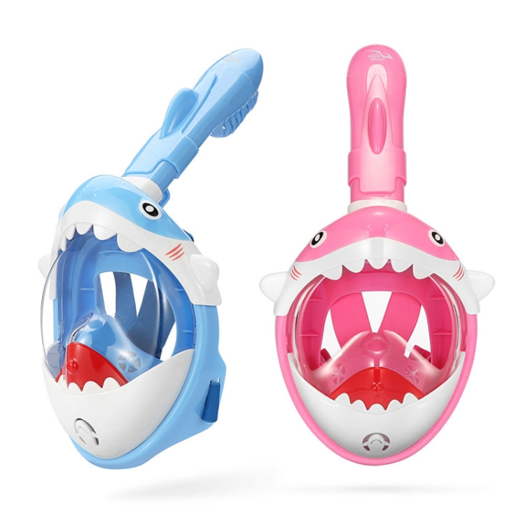 Cartoon Kids Full Dry Diving Mask Swimming Anti-Fog Snorkeling Mask - XS Size (Shark Blue)