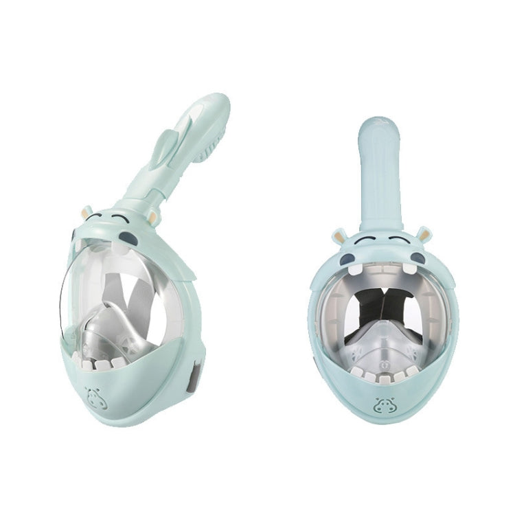 Cartoon Kids Full Dry Diving Mask Swimming Anti-Fog Snorkeling Mask - XS Size (Hippo Design)