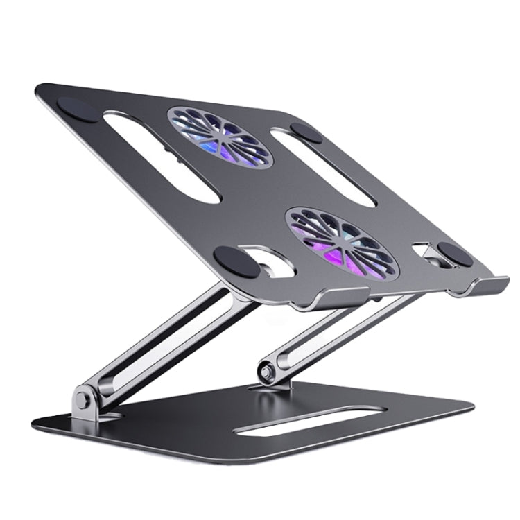 BONERUY P43F Grey Aluminum Alloy Folding Notebook Stand with Cooling Fans