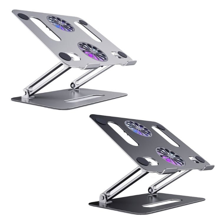 BONERUY P43F Silver Aluminum Alloy Folding Computer Stand with Double Fan Cooling