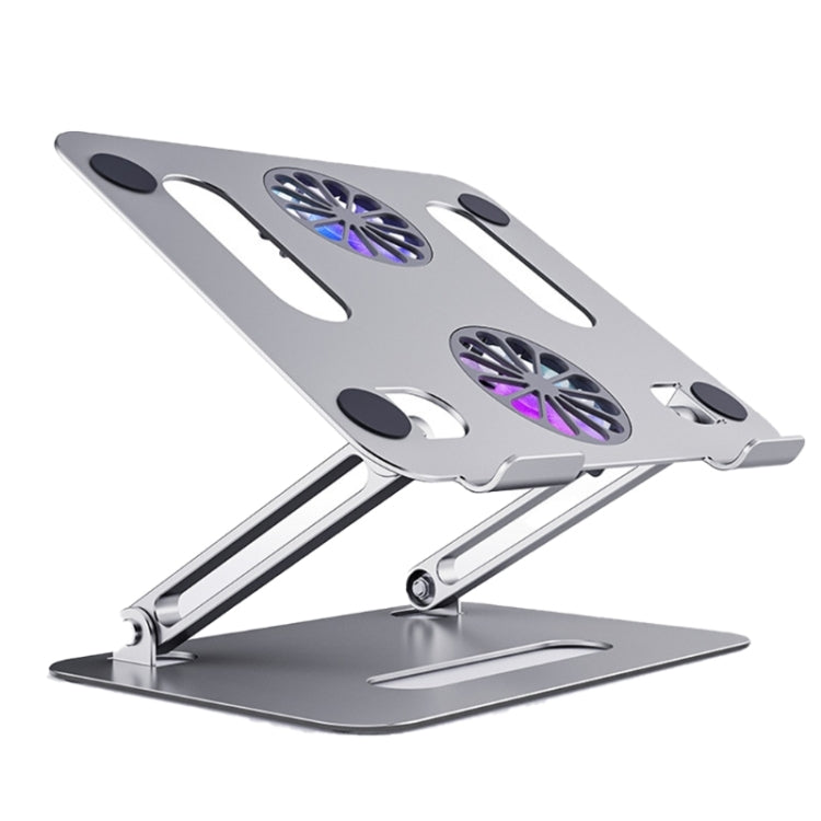 BONERUY P43F Silver Aluminum Alloy Folding Computer Stand with Double Fan Cooling