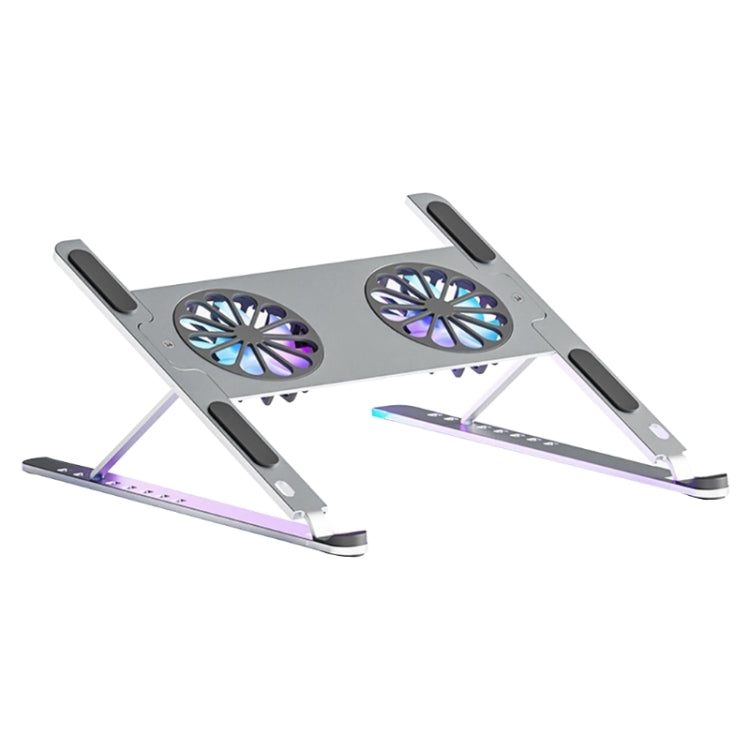 BONERUY P11F Laptop Cooling Stand with Adjustable Height and High-Speed Fan, Silver with Type-C Cable