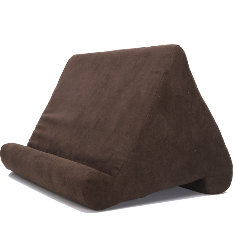 Tablet and Mobile Phone Multi-Angle Pillow Bracket with Back Mesh Bag - Dark Brown (27x25x23cm)