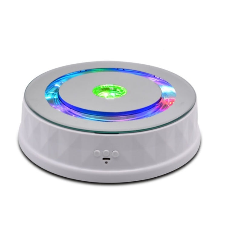 Electric Rotating LED Light Turntable Display Stand White