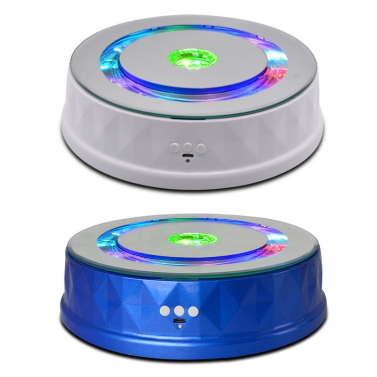 Electric Rotating LED Light Turntable Display Stand White