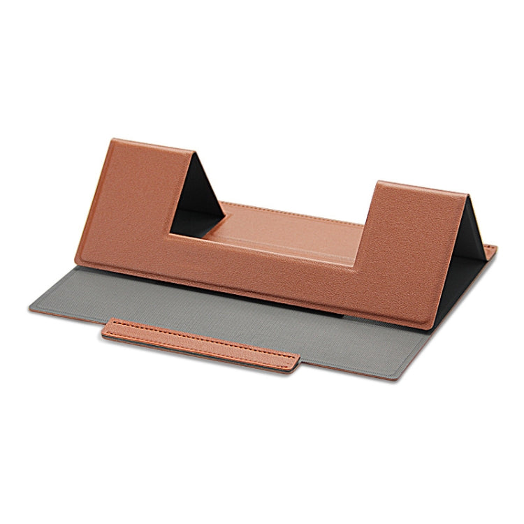 Laptop Leather Folding Stand for Tablets, Phones, and Laptops (Brown)