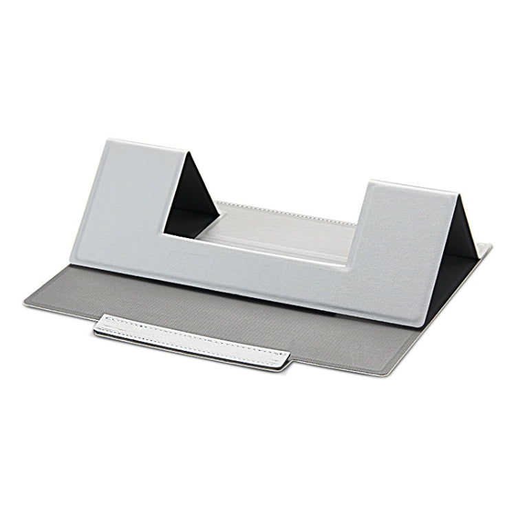 Laptop Leather Folding Stand for Laptop, Tablet, and Phone (Silver Gray)