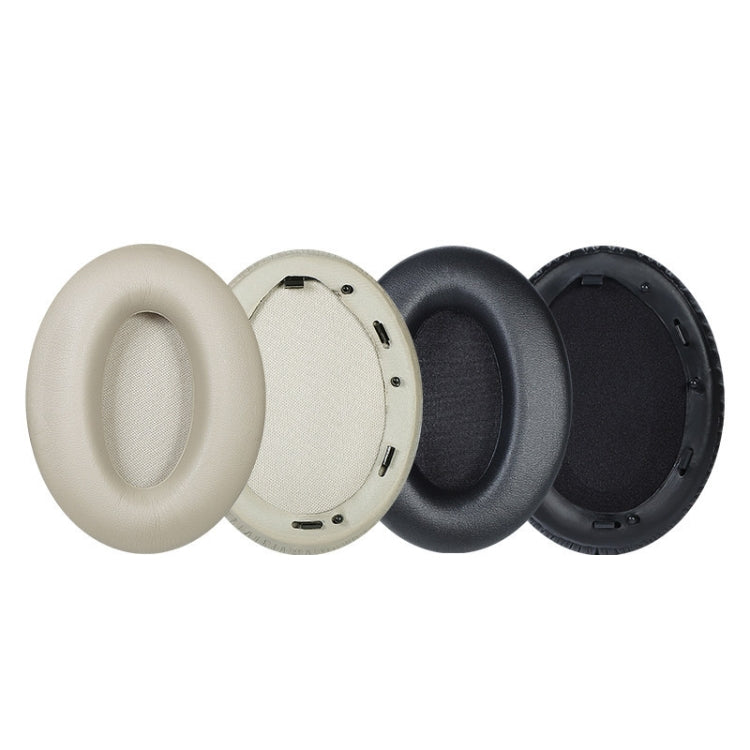Champagne Leather Headset Earmuffs Set for Sony 1000XM4 - 2 Pieces with Snap