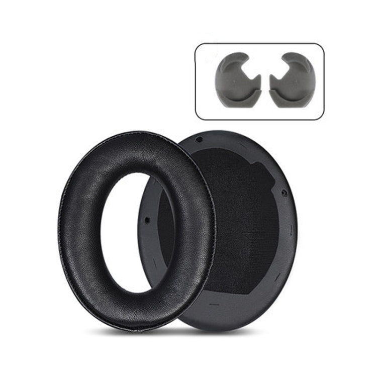 2 PCS Black Lambskin Leather Headset Earmuffs for Sony 1000XM4 with Anti-Skid Material