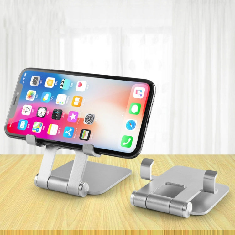 Adjustable Metal Folding Stand for Mobile Phones and Tablets (Moonlight Silver)