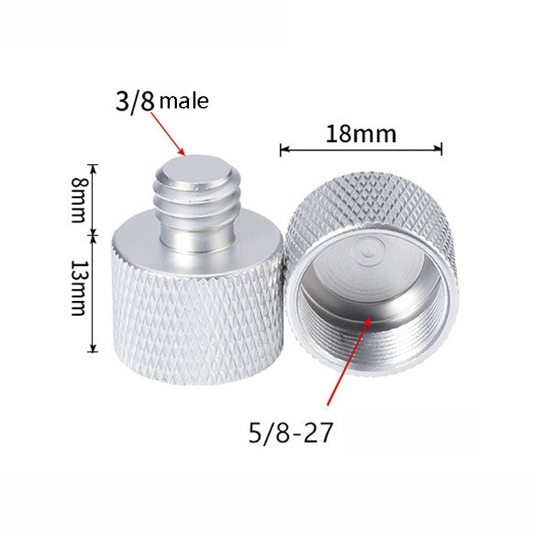 4-Piece Set of 5/8 Female to 3/8 Male Aluminum Alloy Adapter Screws (Silver)