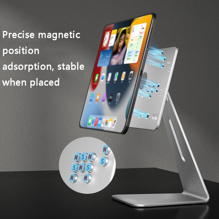 Rotatable Magnetic Tablet Bracket with Aluminum Alloy Construction (Silver)