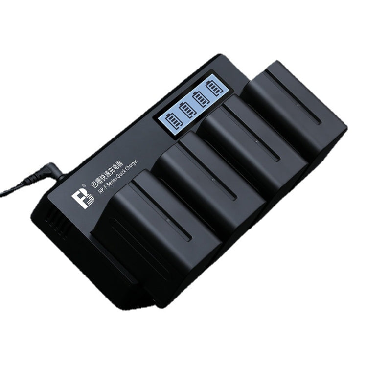 Fast Charger for Sony NP-F970/NP-F960 Batteries with 4-Slot Design and Worldwide Applicability