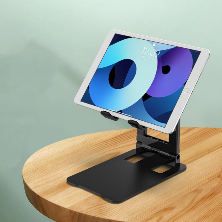 Adjustable Foldable Black Mobile Phone and Tablet Stand with Non-Slip Base