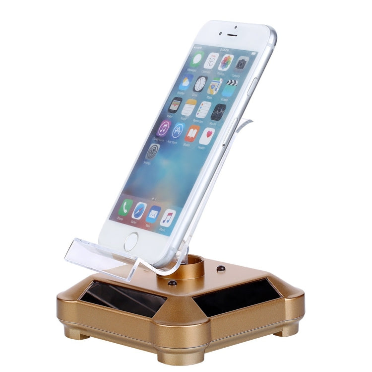 Solar-Powered Rotating Display Stand with Colorful Lights (Gold)
