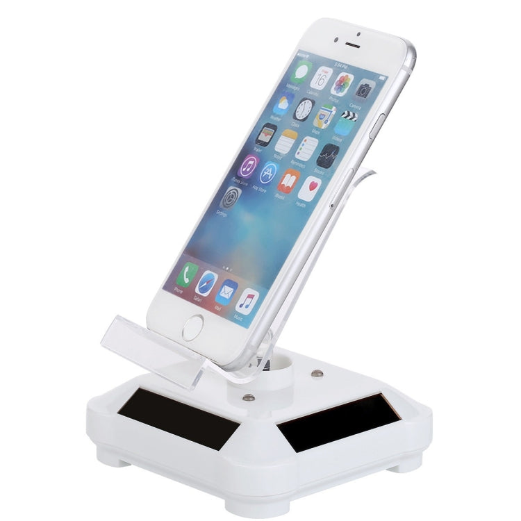 Solar Powered 360-Degree Rotating Mobile Phone Stand with Colorful Lights (White)