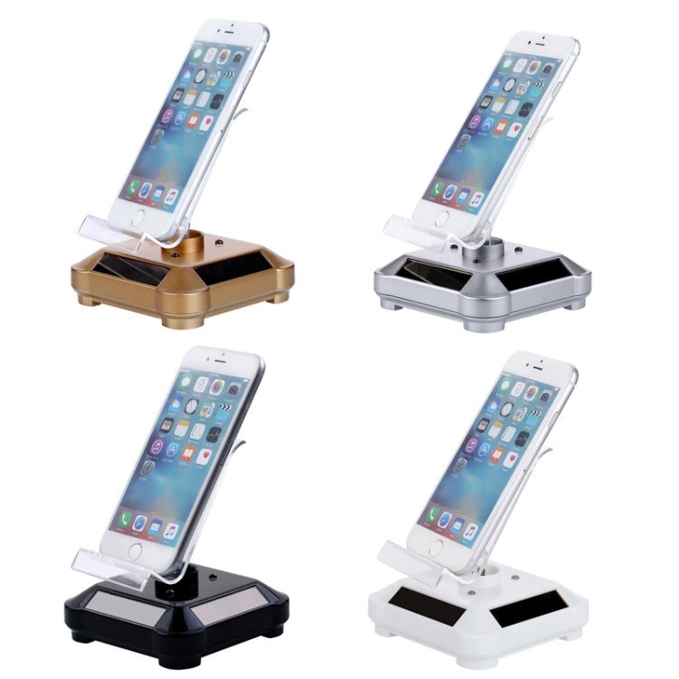 Solar Rotating Mobile Phone Stand With Colorful Light and Solar/Battery Power (Silver)