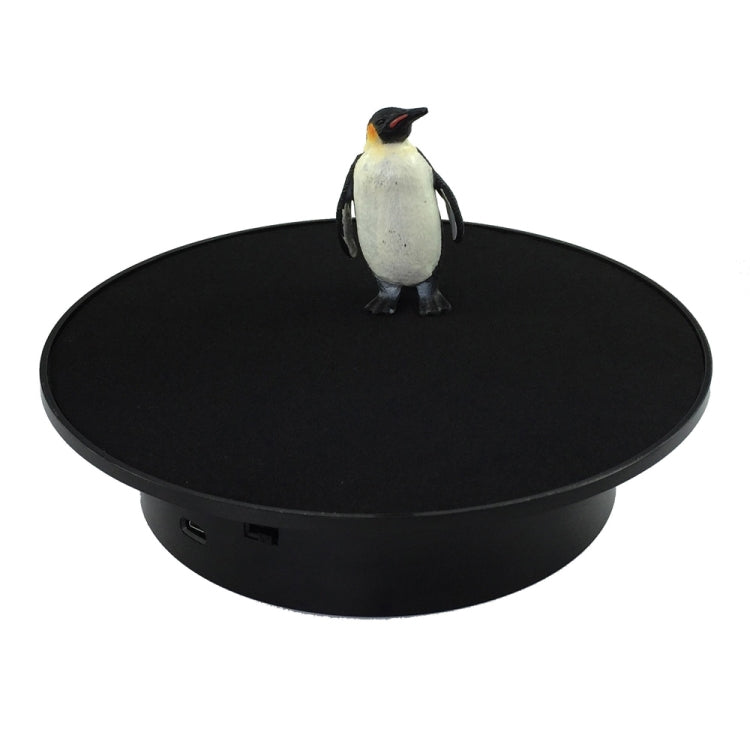 USB-Powered Rotating Display Stand with Black Velvet Surface