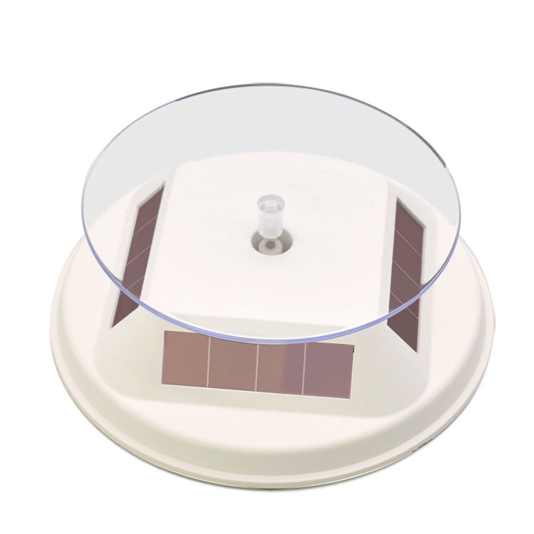 Solar-Powered 12cm Rotating Display Stand - White