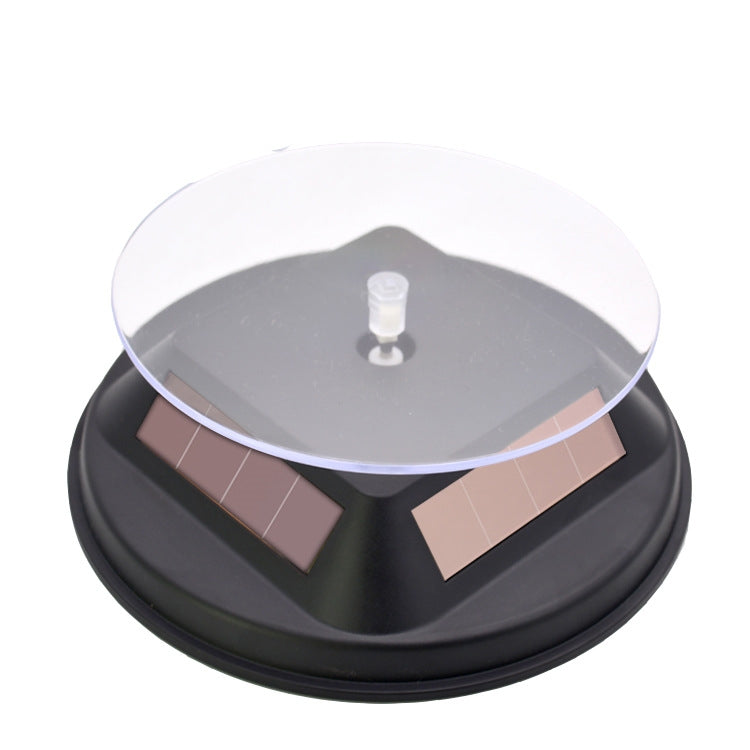 Solar Powered 12cm Rotating Display Stand Props Turntable (Black)