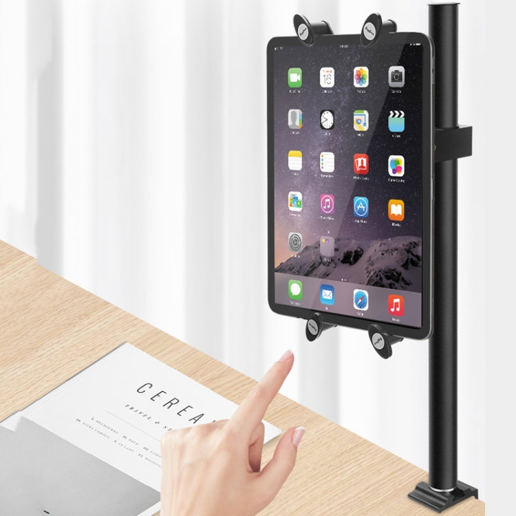 Adjustable Height Metal Tablet and Phone Holder with Secure Grip and Multi-purpose Use