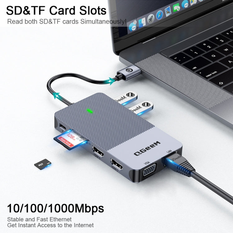 QGeeM 11-in-1 Multifunctional Type-C Extension HUB Adapter (QG-D3908)