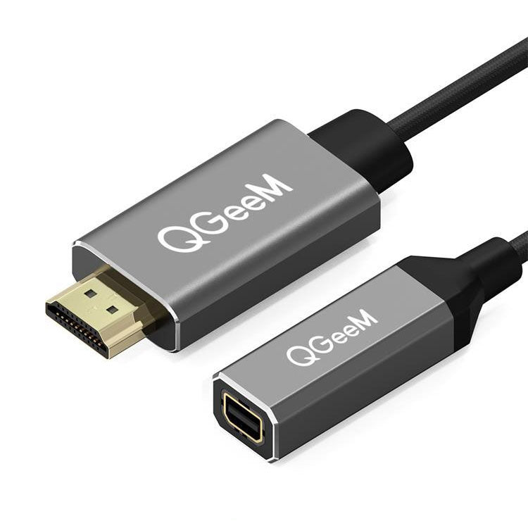 QGeeM HDMI to Mini DisplayPort Converter - Silver Gray