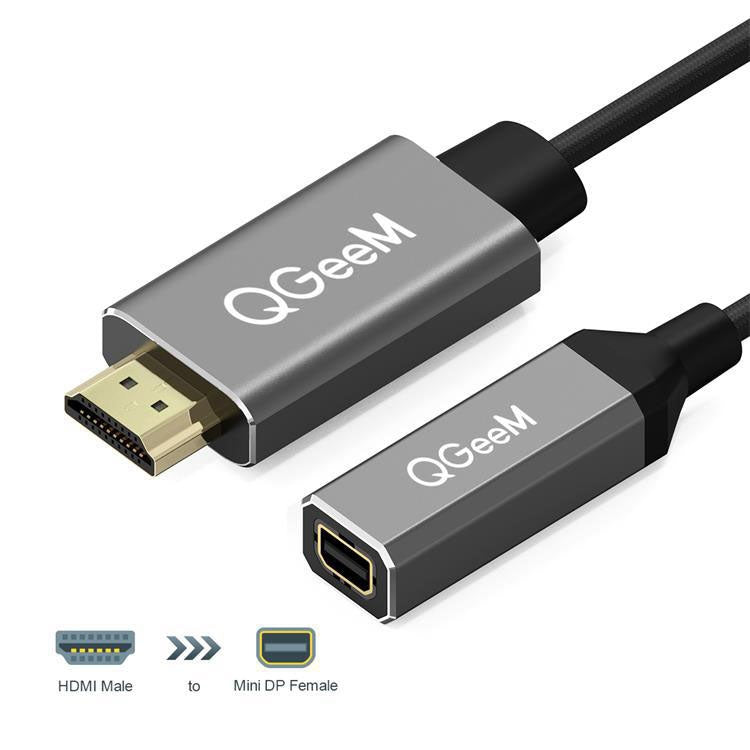 QGeeM HDMI to Mini DisplayPort Converter - Silver Gray