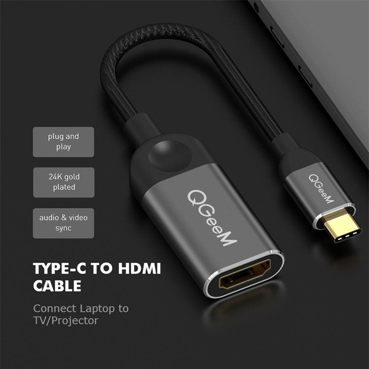 QGeeM USB Type-C to HDMI Adapter - Silver Gray