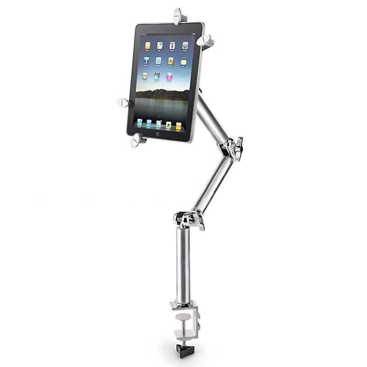 Adjustable Aluminum Tablet PC Stand for Bedside and Desk Use (Silver)