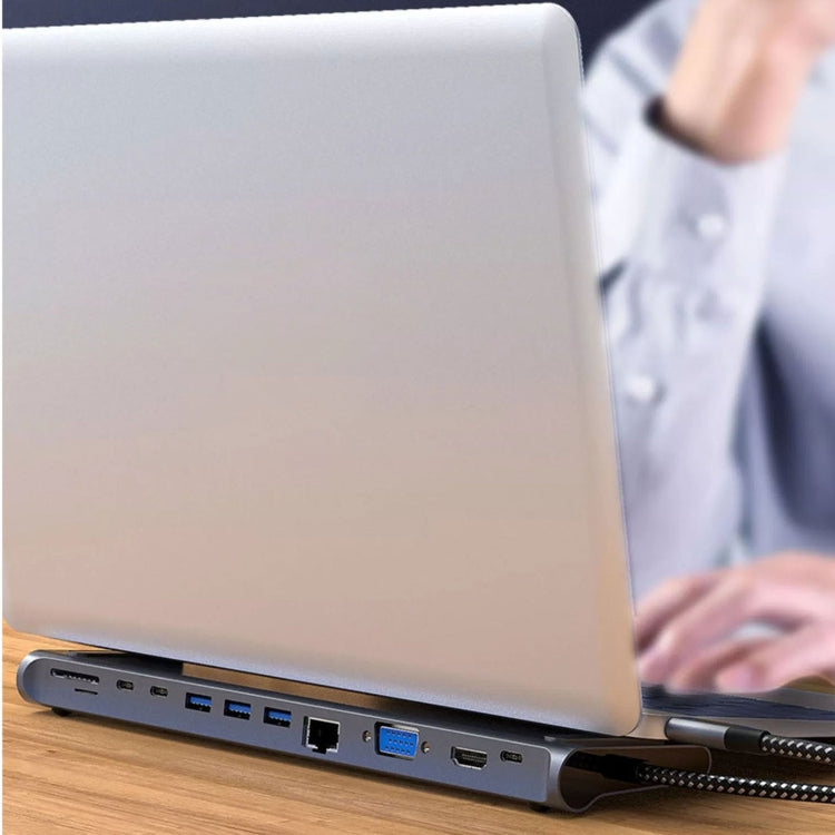 12-In-1 Multifunctional TYPE-C Extension Hub Adapter with Stand Function (THL-282)