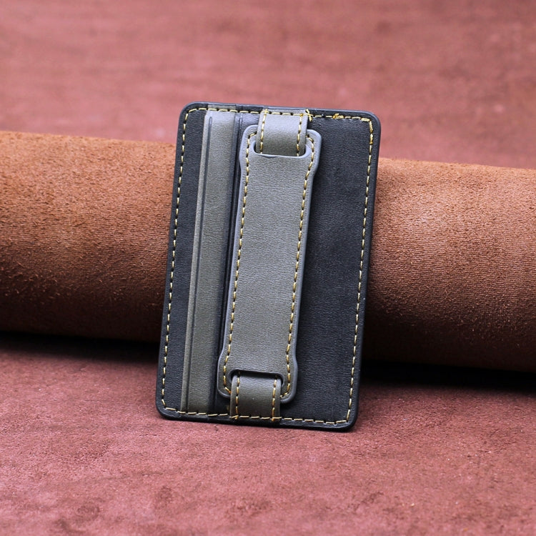 2-Pack Leather Phone Card Sleeve with Wrist Strap Holder (Black)