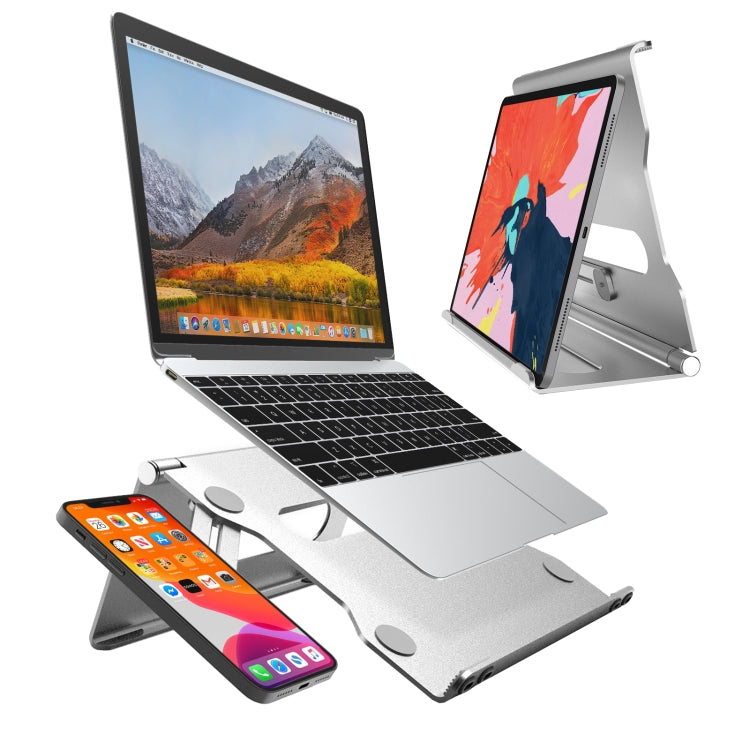 Folding Aluminum Alloy Laptop Stand with Cooling Function (Silver)
