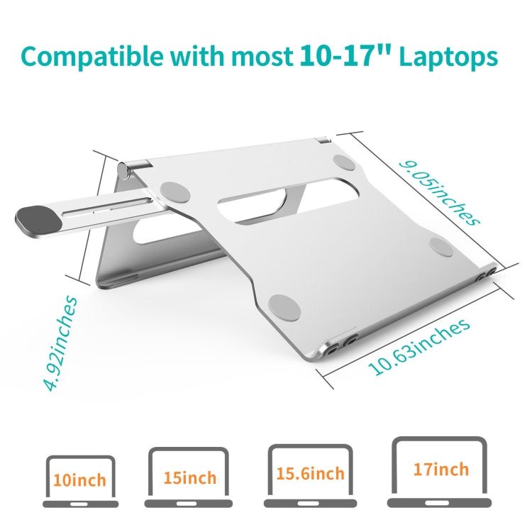 Folding Aluminum Alloy Laptop Stand with Cooling Function (Silver)