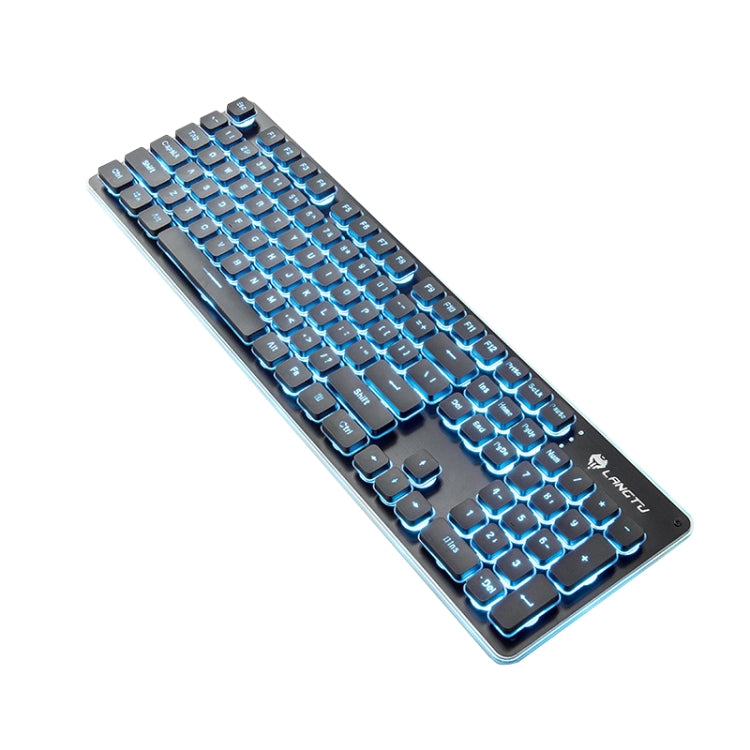 LANGTU L1 104 Keys USB Home Office Film Luminous Wired Keyboard, 1.6m Cable Length (Ice Blue Light Black)