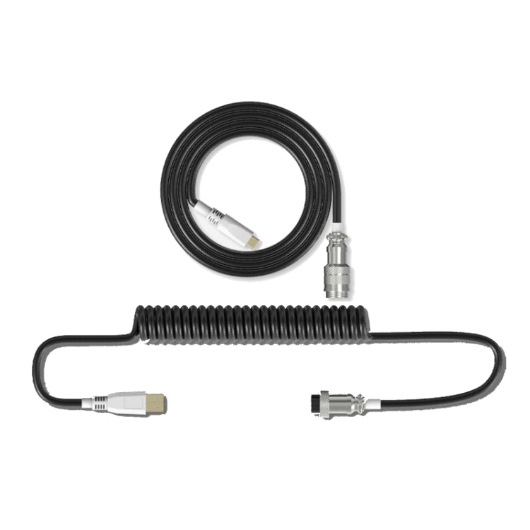 Telescopic Type-C Gaming Mechanical Keyboard Data Cable with Bulletproof Fiber (Black, 2.2m)