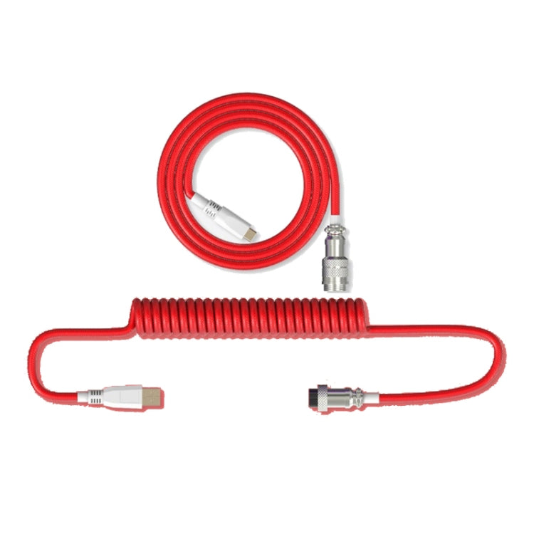 Detachable Telescopic Type-C Gaming Mechanical Keyboard Cable with Bulletproof Fiber, 2.2m Length (Red)